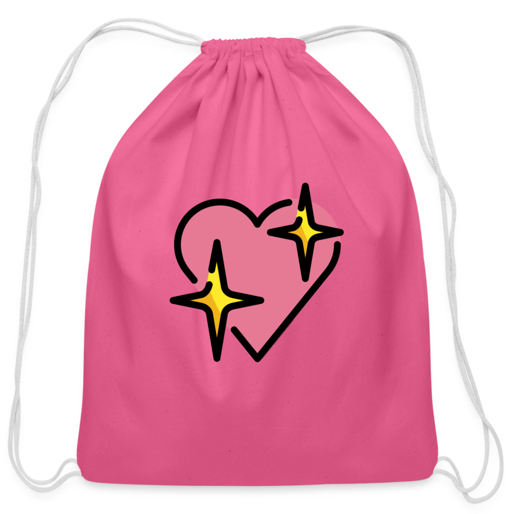 Customizable Sparkling Heart Moji Cotton Drawstring Bag - Emoji.Express - pink