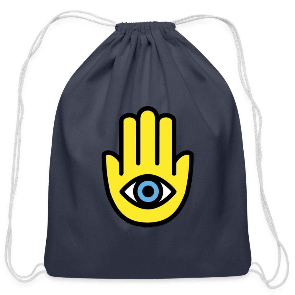 Customizable Hamsa Moji Cotton Drawstring Bag - Emoji.Express - navy