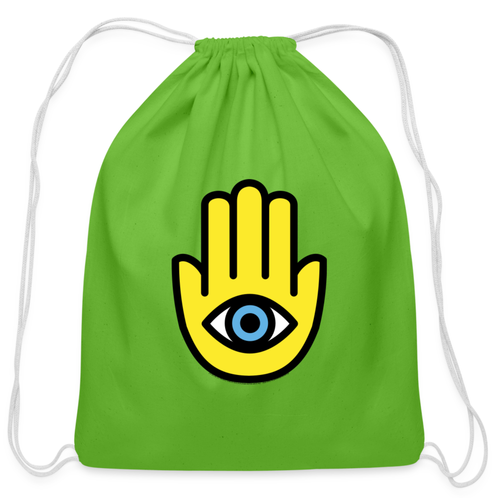 Customizable Hamsa Moji Cotton Drawstring Bag - Emoji.Express - clover