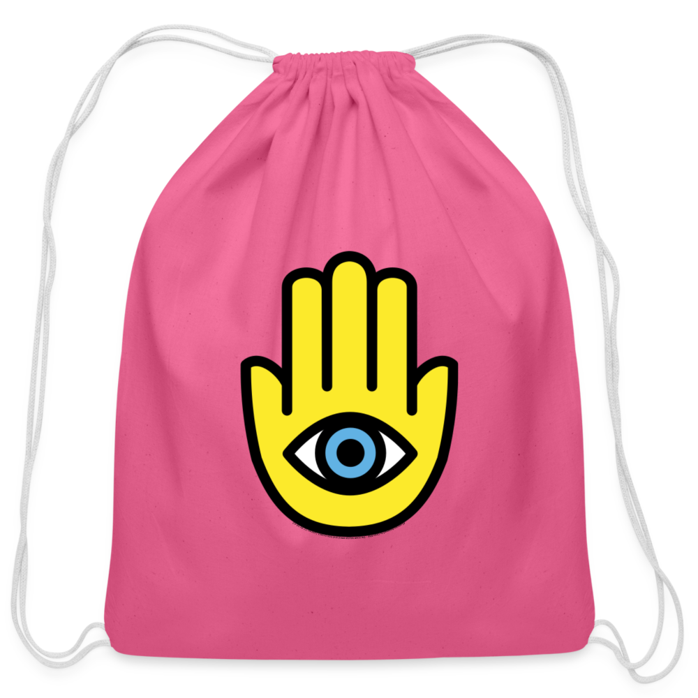 Customizable Hamsa Moji Cotton Drawstring Bag - Emoji.Express - pink