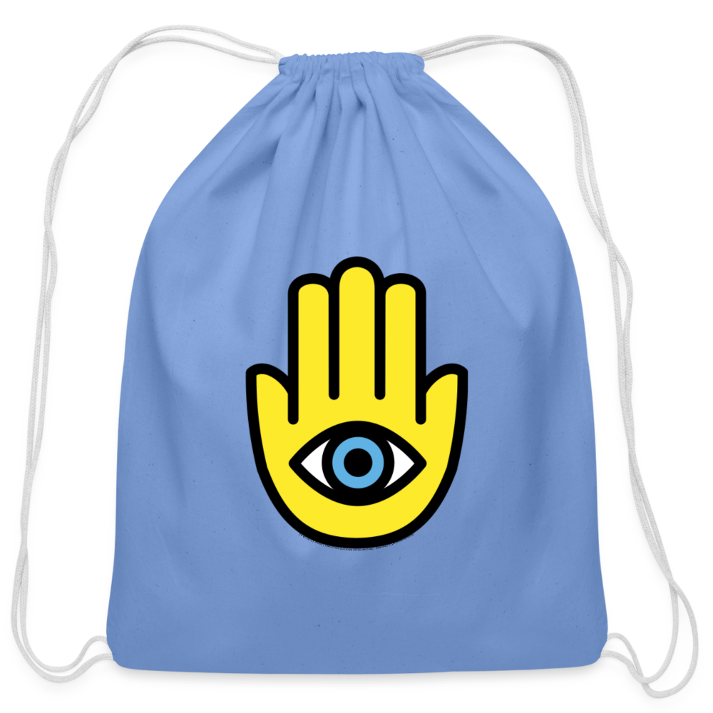 Customizable Hamsa Moji Cotton Drawstring Bag - Emoji.Express - carolina blue