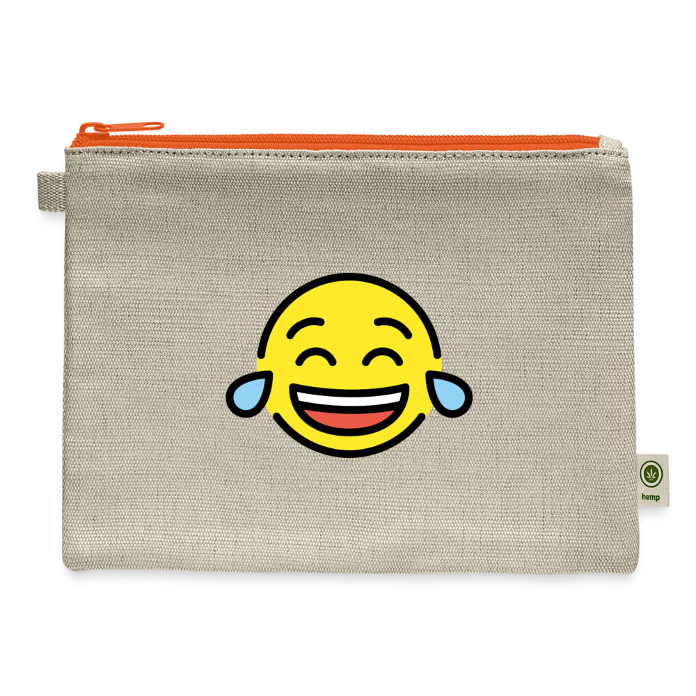 Tears of Joy Moji Carry All Hemp Pouch - Emoji.Express - natural/orange