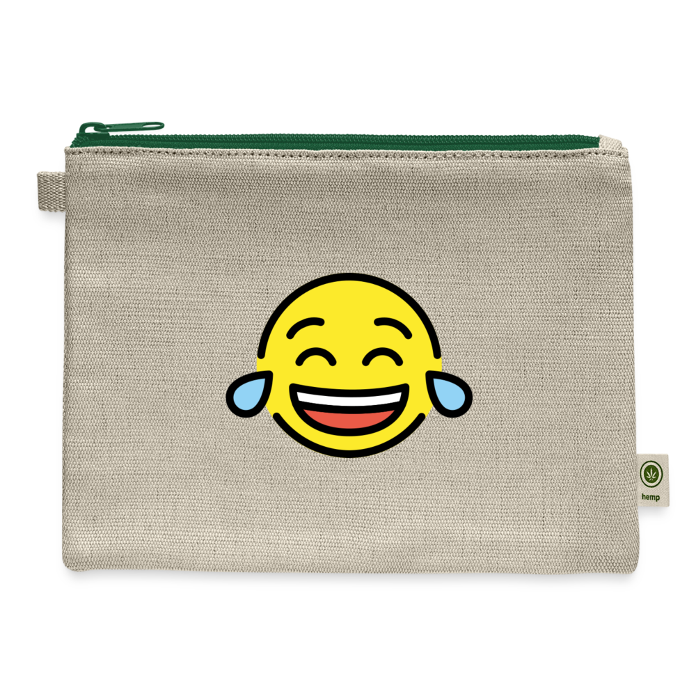 Tears of Joy Moji Carry All Hemp Pouch - Emoji.Express - natural/green