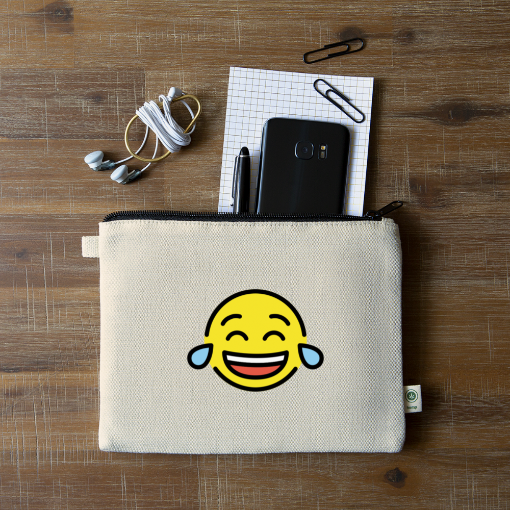 Tears of Joy Moji Carry All Hemp Pouch - Emoji.Express - natural