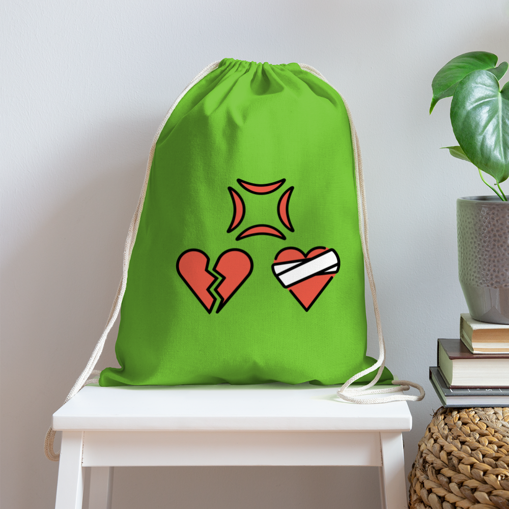 Customizable Anger Symbol + Broken Heart + Mending Heart Moji Cotton Drawstring Bag - Emoji.Express - clover