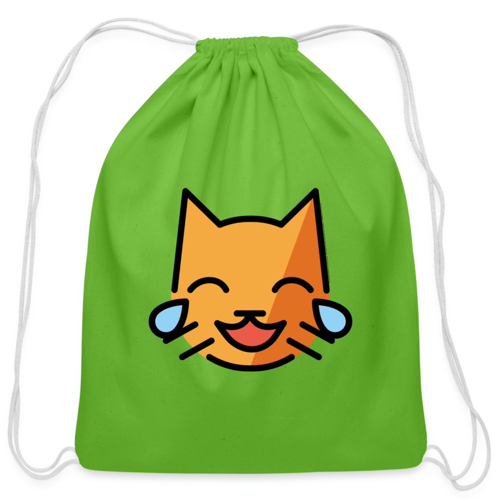 Customizable Cat with Tears of Joy Moji Cotton Drawstring Bag - Emoji.Express - clover