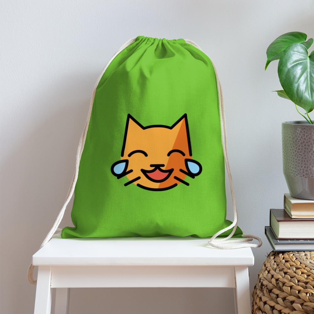 Customizable Cat with Tears of Joy Moji Cotton Drawstring Bag - Emoji.Express - clover