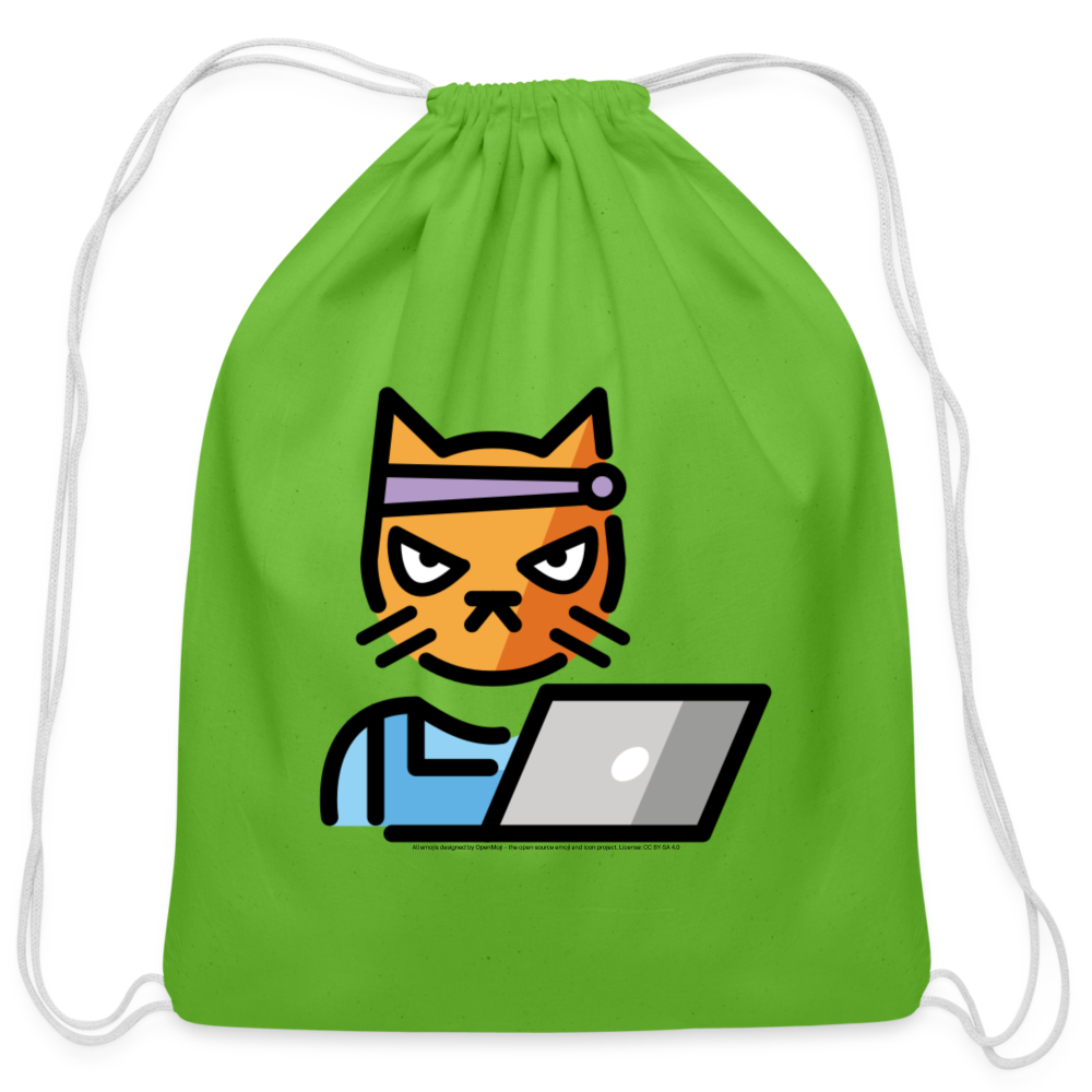 Customizable Hacker Cat Moji Cotton Drawstring Bag - Emoji.Express - clover