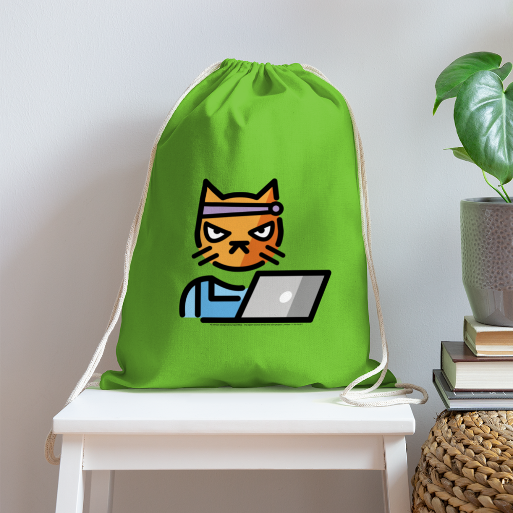 Customizable Hacker Cat Moji Cotton Drawstring Bag - Emoji.Express - clover