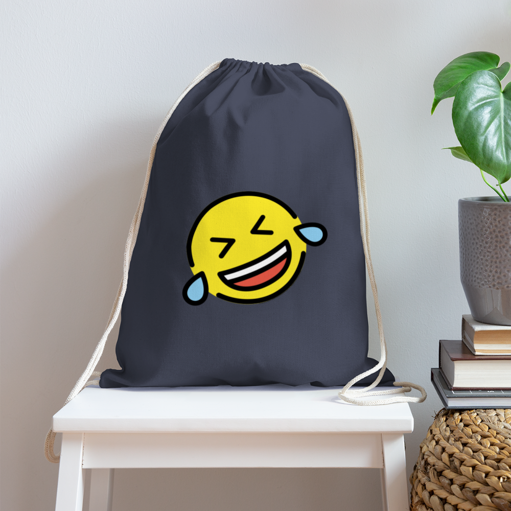Customizable ROFL Moji Cotton Drawstring Bag - Emoji.Express - navy