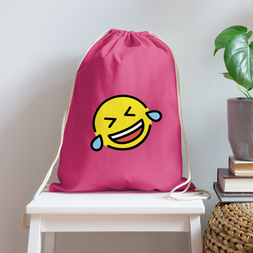 Customizable ROFL Moji Cotton Drawstring Bag - Emoji.Express - pink