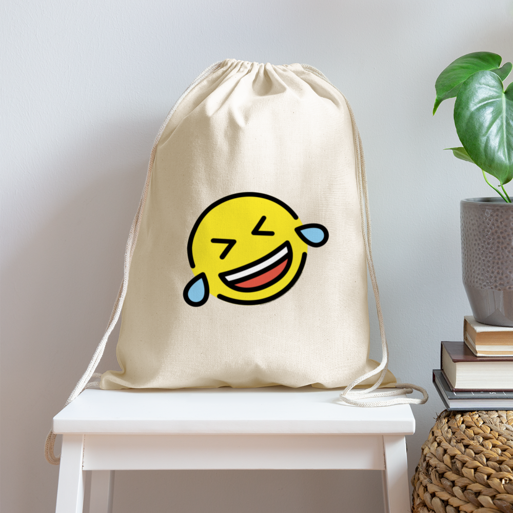 Customizable ROFL Moji Cotton Drawstring Bag - Emoji.Express - natural