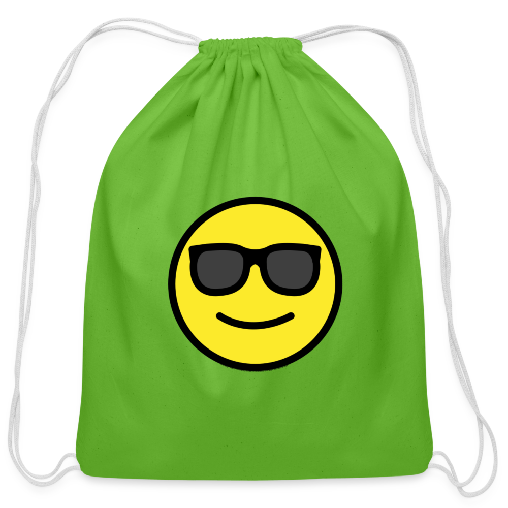 Customizable Smiling Face with Sunglasses Moji Cotton Drawstring Bag - Emoji.Express - clover