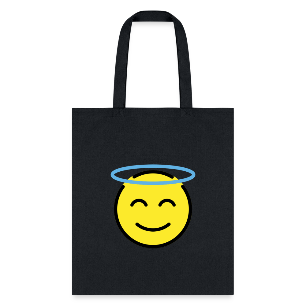 Smiling Face with Halo Moji Tote Bag - Emoji.Express - black