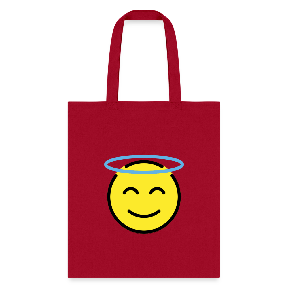 Smiling Face with Halo Moji Tote Bag - Emoji.Express - red