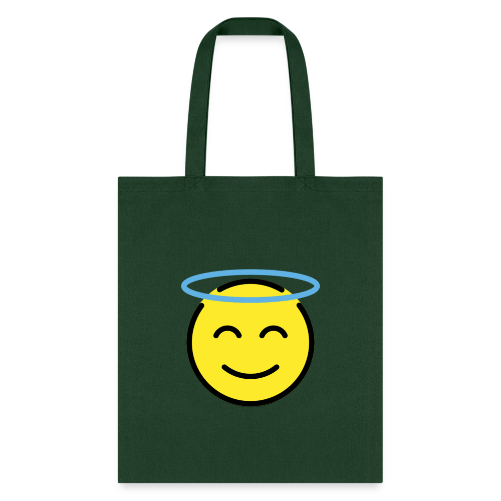 Smiling Face with Halo Moji Tote Bag - Emoji.Express - forest green