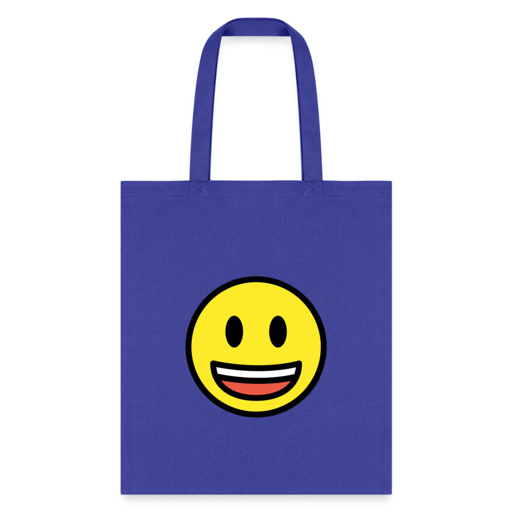 Grinning Face with Big Eyes Moji Tote Bag - Emoji.Express - royal blue