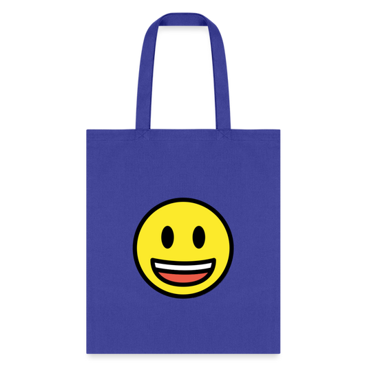 Grinning Face with Big Eyes Moji Tote Bag - Emoji.Express - royal blue