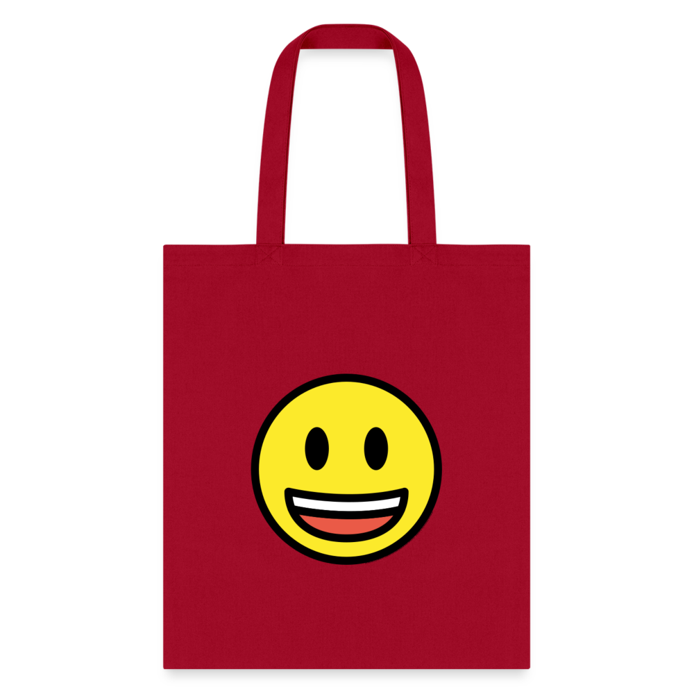 Grinning Face with Big Eyes Moji Tote Bag - Emoji.Express - red