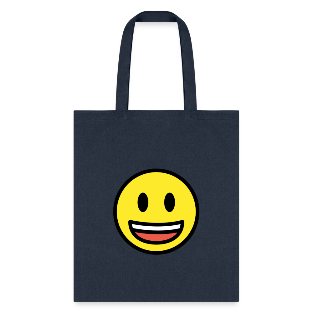 Grinning Face with Big Eyes Moji Tote Bag - Emoji.Express - navy