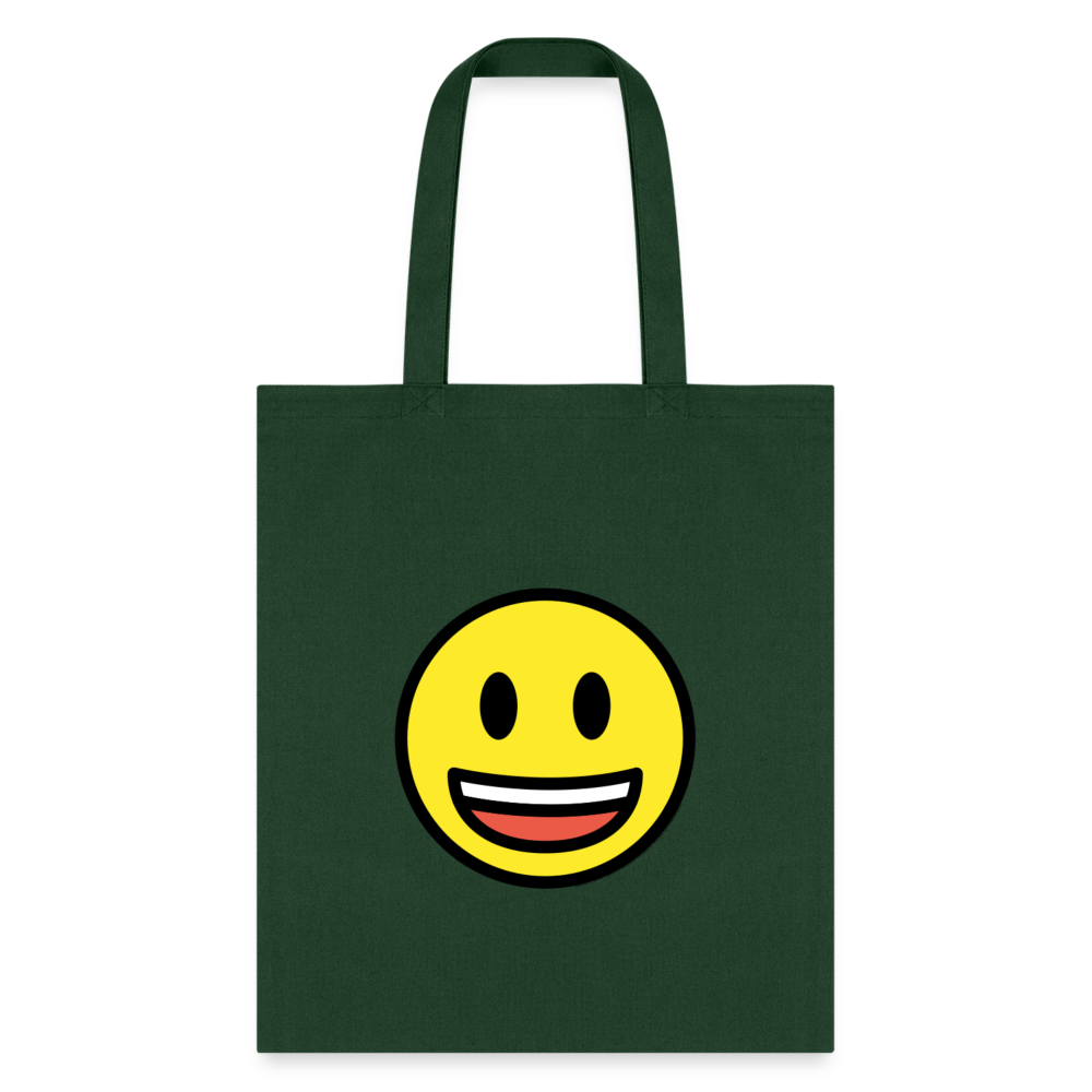 Grinning Face with Big Eyes Moji Tote Bag - Emoji.Express - forest green