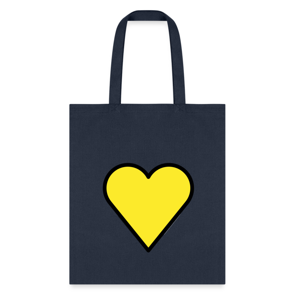 Yellow Heart Moji Tote Bag - Emoji.Express - navy