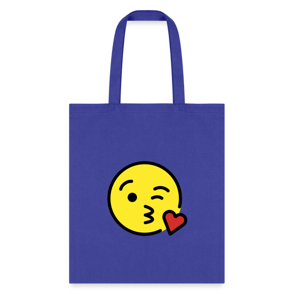 Face Blowing A Kiss Moji Tote Bag - Emoji.Express - royal blue