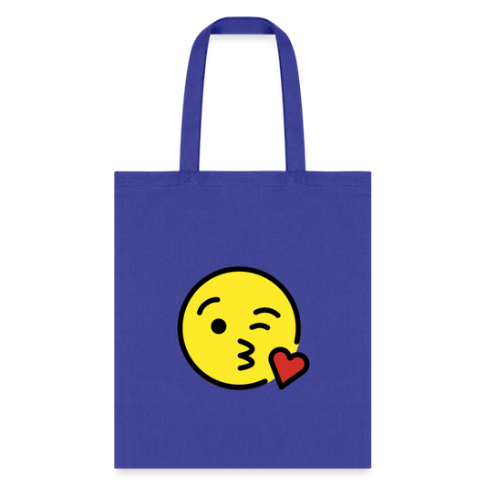 Face Blowing A Kiss Moji Tote Bag - Emoji.Express - royal blue