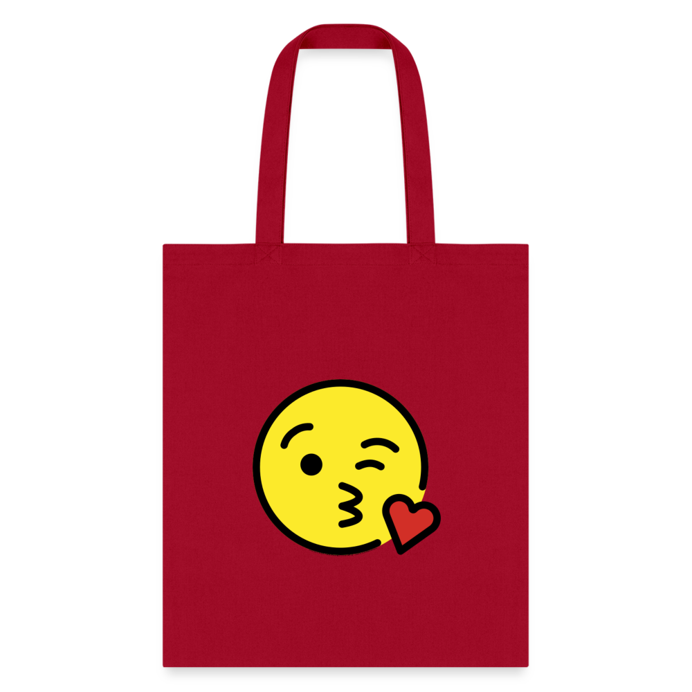 Face Blowing A Kiss Moji Tote Bag - Emoji.Express - red