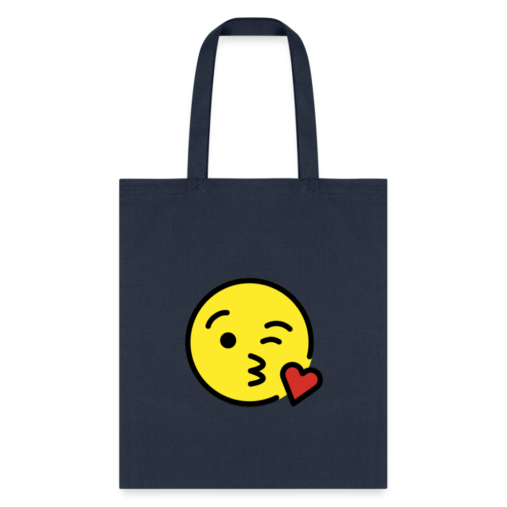 Face Blowing A Kiss Moji Tote Bag - Emoji.Express - navy