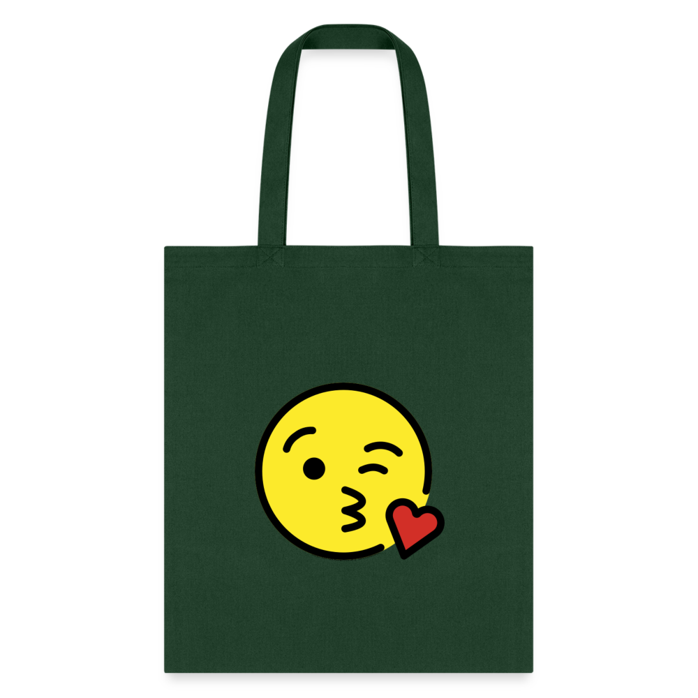 Face Blowing A Kiss Moji Tote Bag - Emoji.Express - forest green