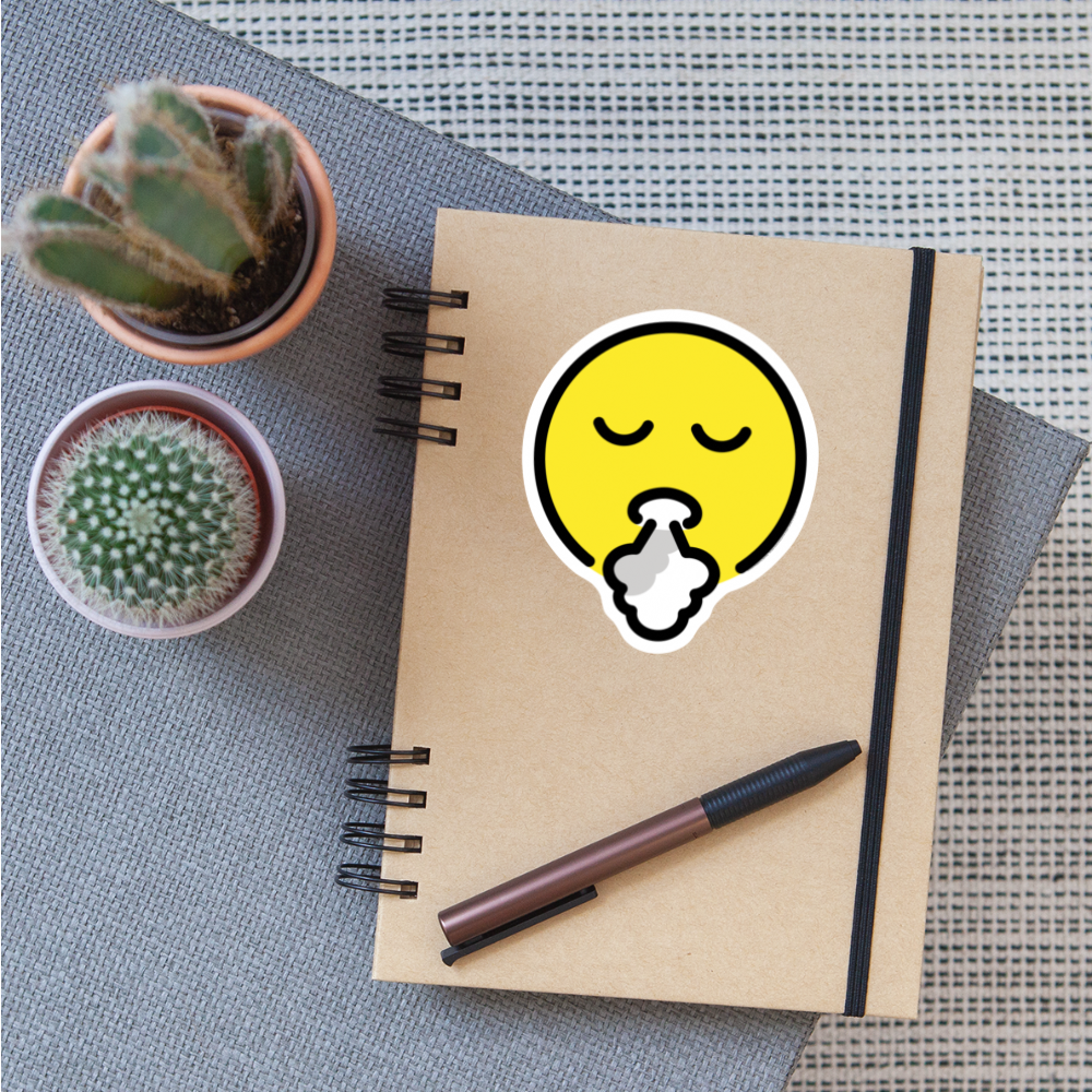 Face Exhaling Moji Sticker - Emoji.Express - white matte