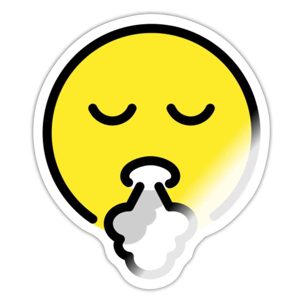 Face Exhaling Moji Sticker - Emoji.Express - white glossy