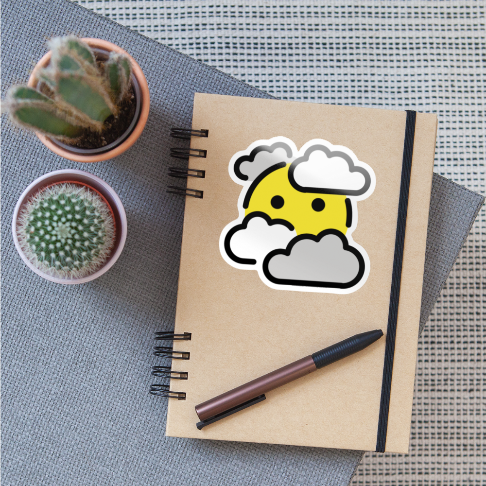 Face in Clouds Moji Sticker - Emoji.Express - white glossy