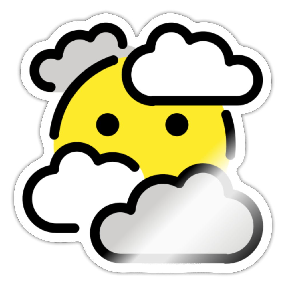 Face in Clouds Moji Sticker - Emoji.Express - white glossy