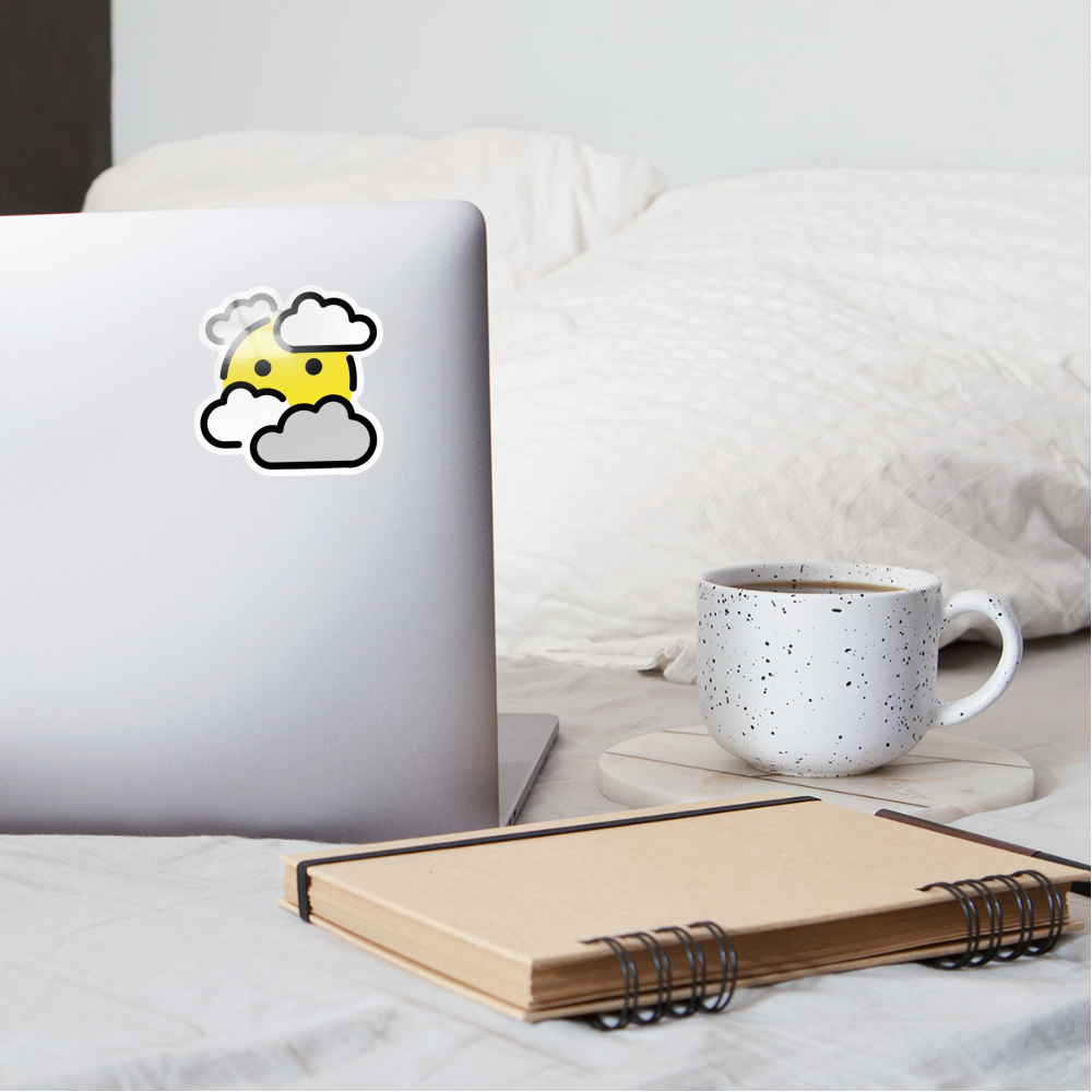 Face in Clouds Moji Sticker - Emoji.Express - white glossy