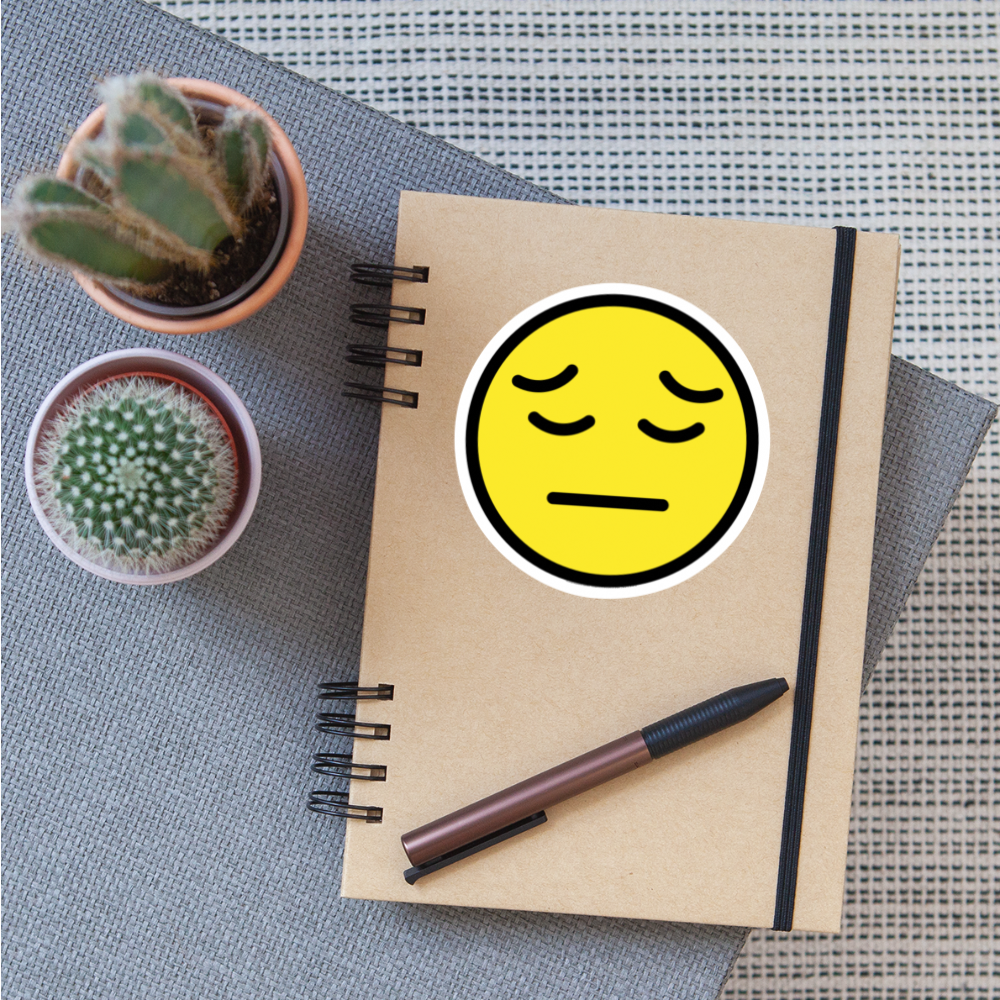 Pensive Face Moji Sticker - Emoji.Express - white matte