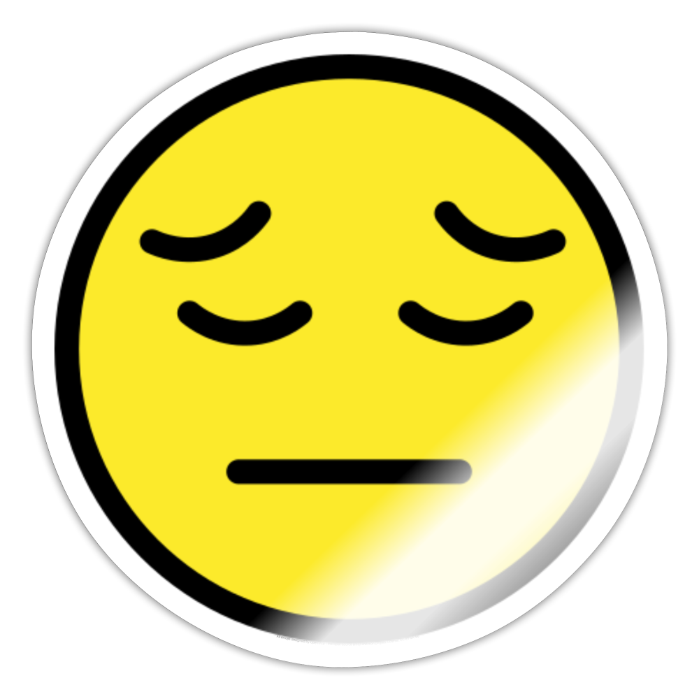 Pensive Face Moji Sticker - Emoji.Express - white glossy