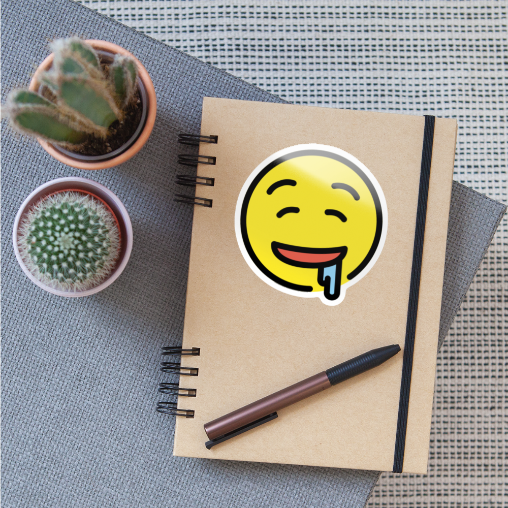 Drooling Face Moji Sticker - Emoji.Express - white glossy