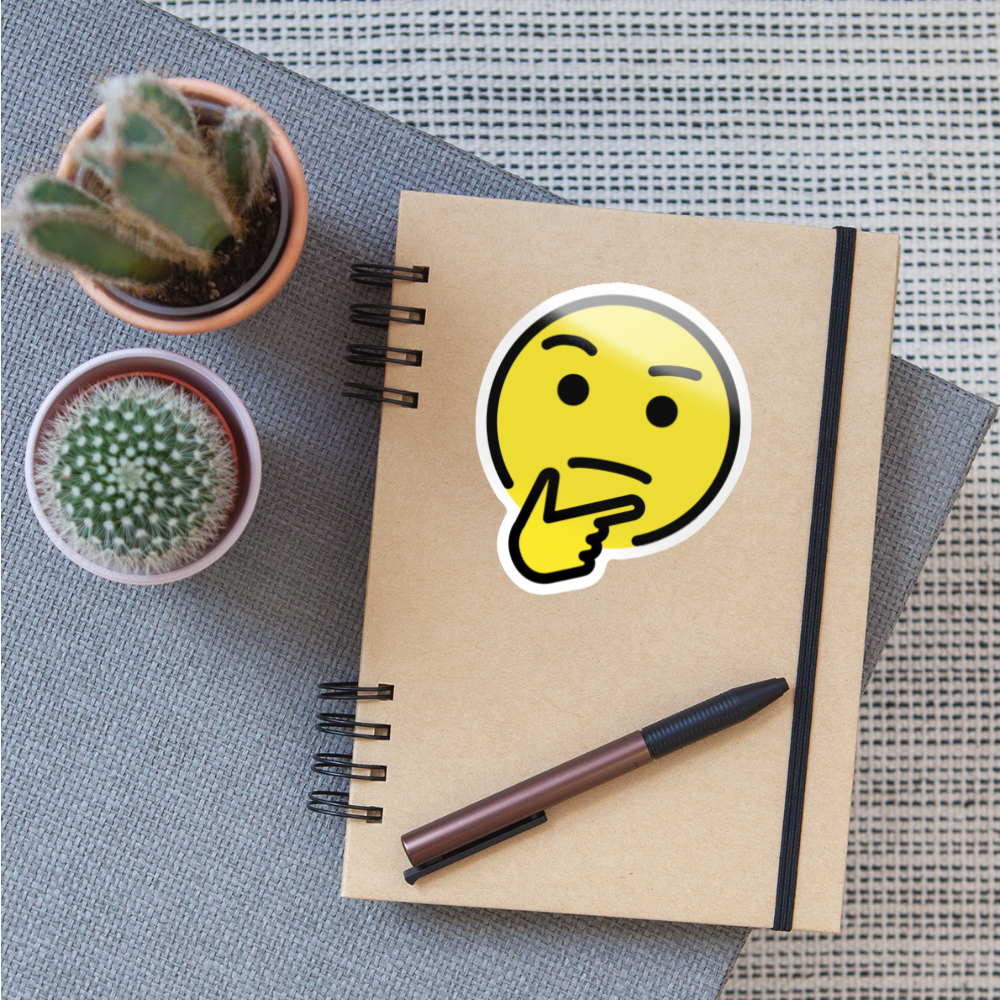 Thinking Face Moji Sticker - Emoji.Express - white glossy