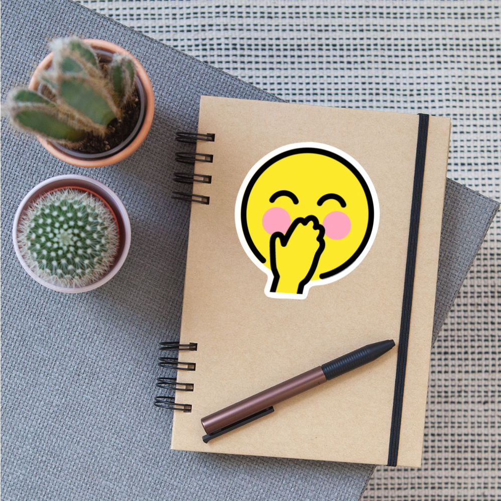 Face with Hand Over Mouth Moji Sticker - Emoji.Express - white matte