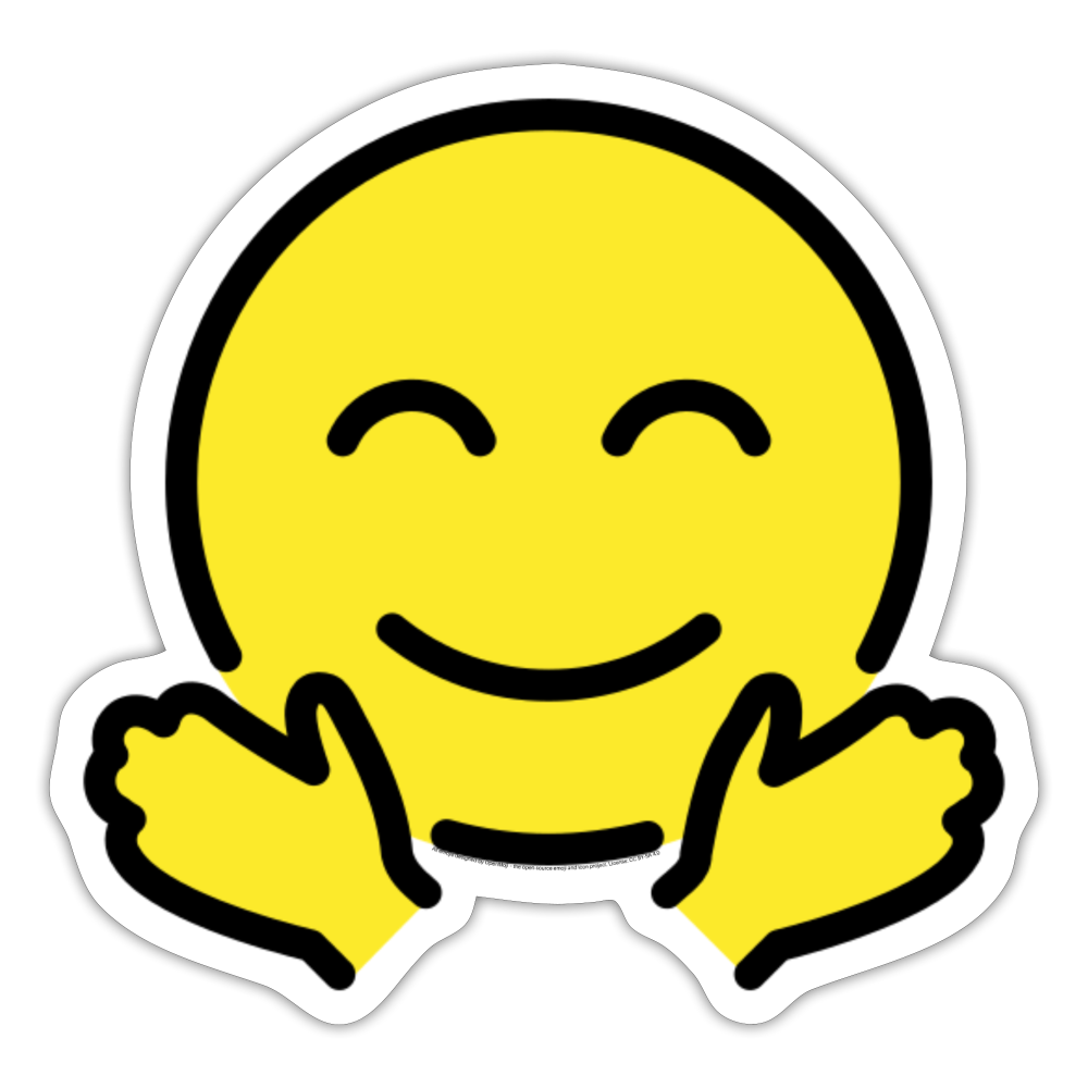 Smiling Face with Open Hands Moji Sticker - Emoji.Express - white matte