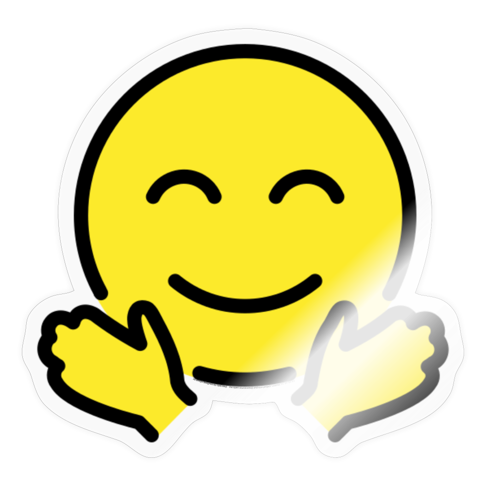 Smiling Face with Open Hands Moji Sticker - Emoji.Express - transparent glossy
