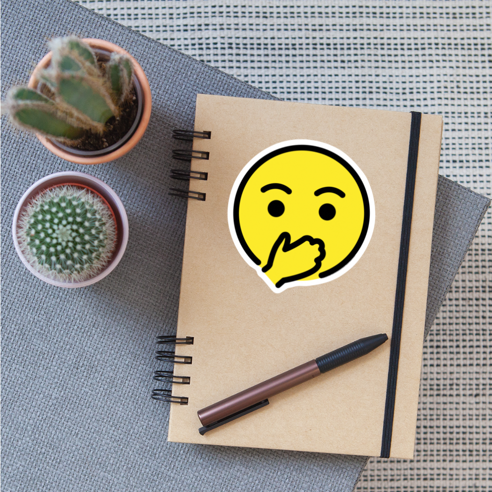 Face with Open Eyes and hand Over Mouth Moji Sticker - Emoji.Express - white matte