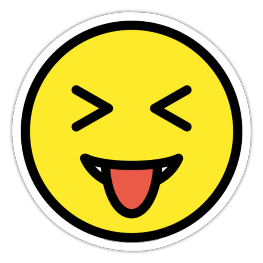 Squinting Face with Tongue Moji Sticker - Emoji.Express - white matte