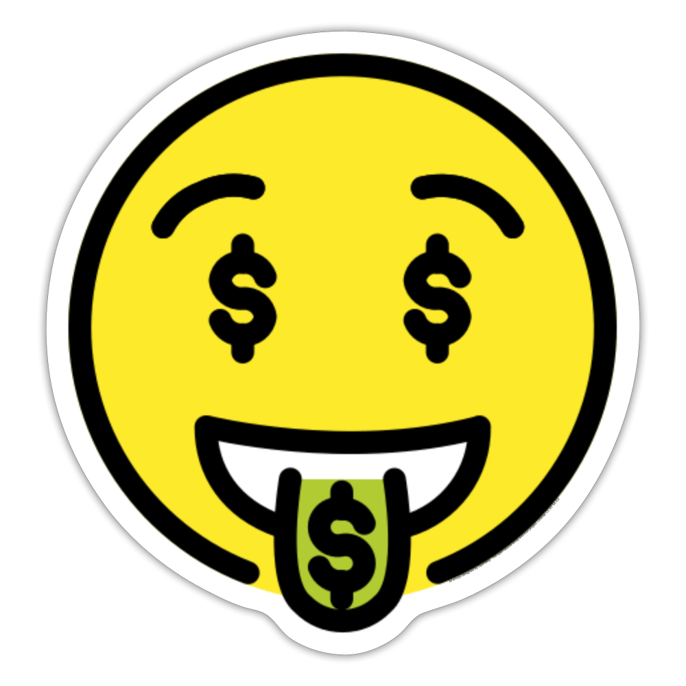 Money Mouth Face Moji Sticker - Emoji.Express - white matte