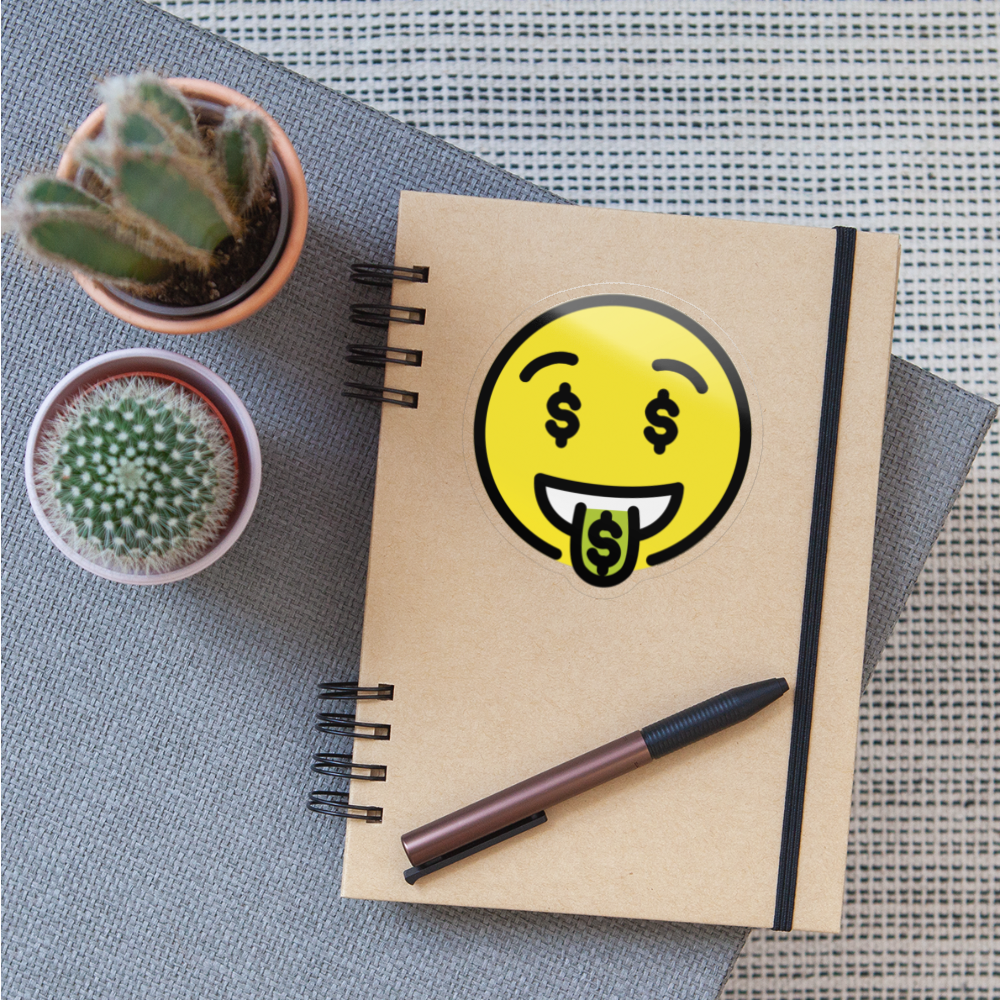 Money Mouth Face Moji Sticker - Emoji.Express - transparent glossy