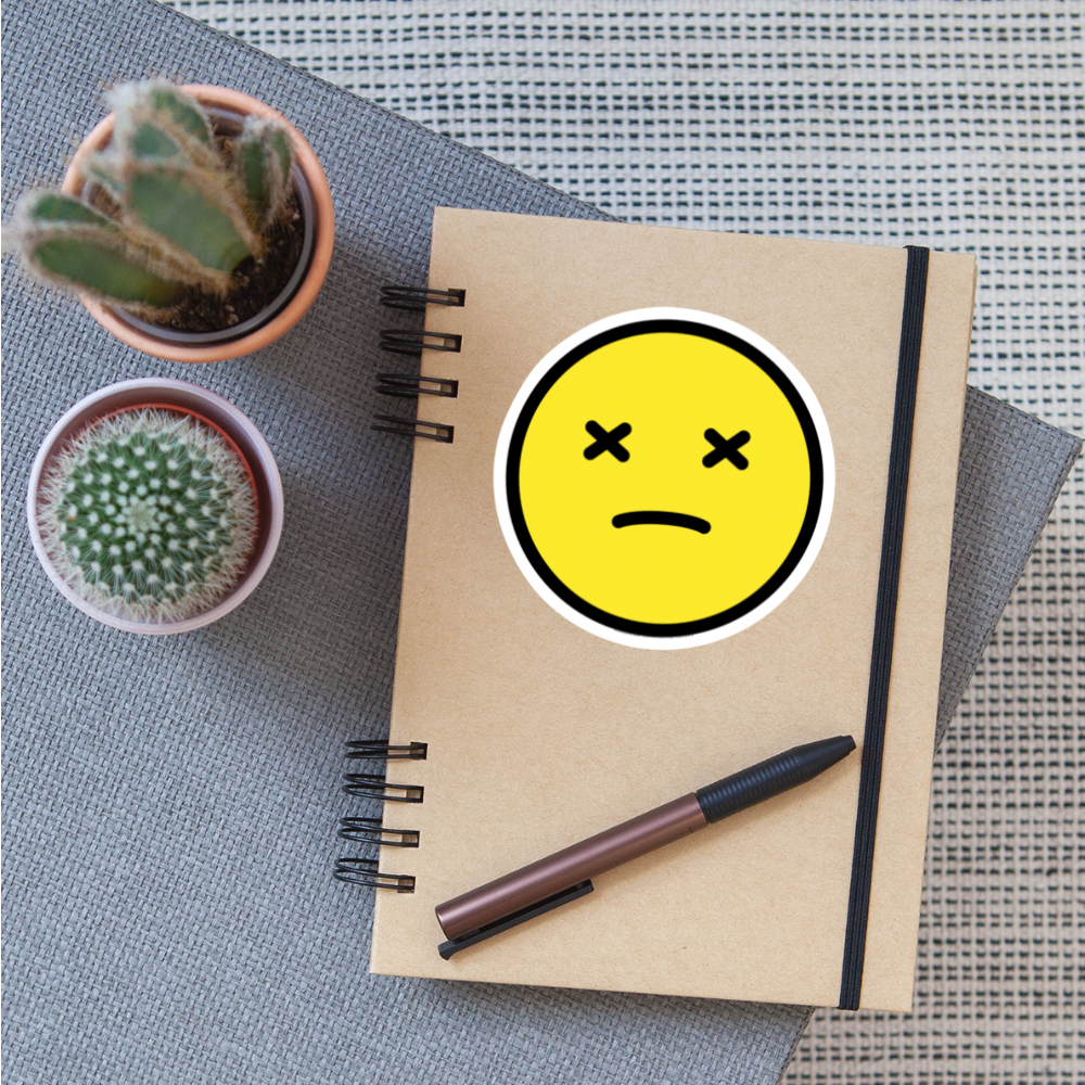 Face with Crossed Out Eyes Moji Sticker - Emoji.Express - white matte