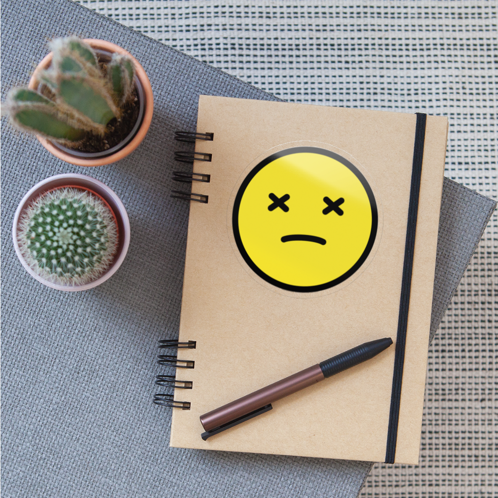 Face with Crossed Out Eyes Moji Sticker - Emoji.Express - transparent glossy