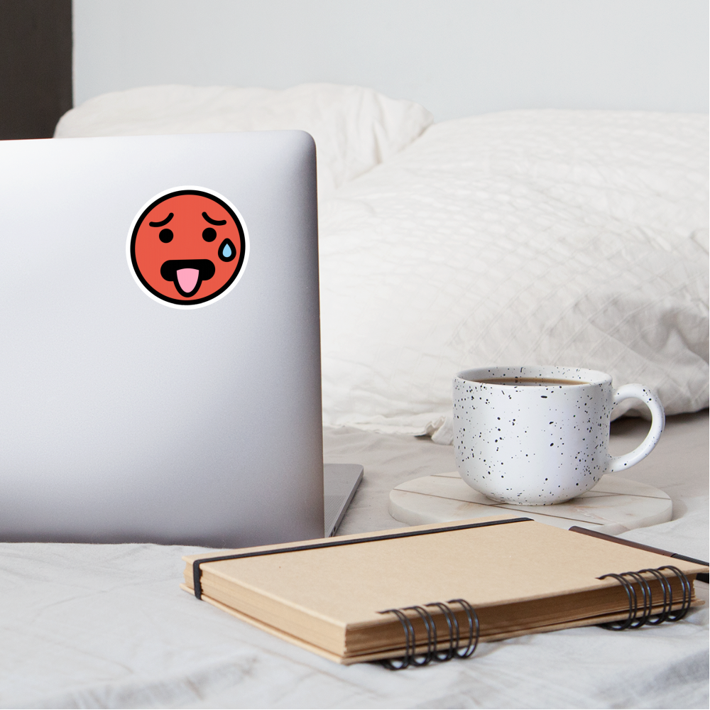 Hot Face Moji Sticker - Emoji.Express - white matte